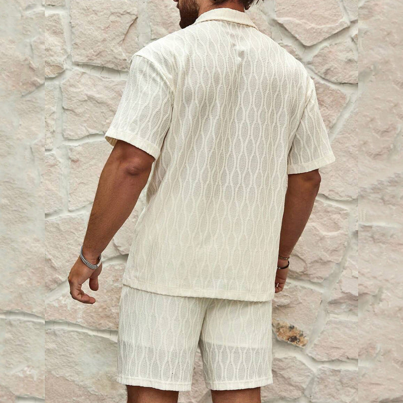 Men's Loose Short Sleeve Shirt Shorts Casual Suit.