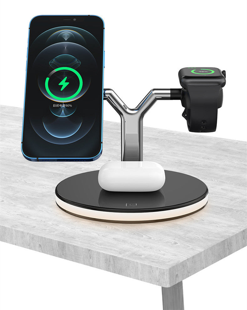 3 In 1 Magnetic Wireless Charger Stand Watch 15W Fast Charging Dock Station For Earbuds Pro.