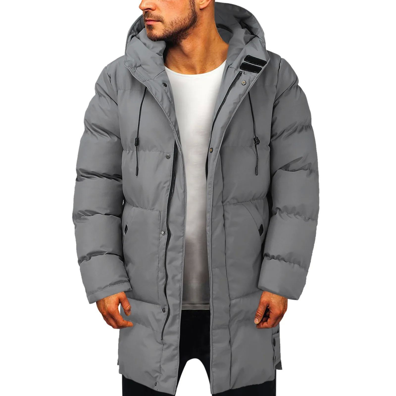 Casual Warm Hooded Long Snow Wear Jacket Coat Men Outwear.