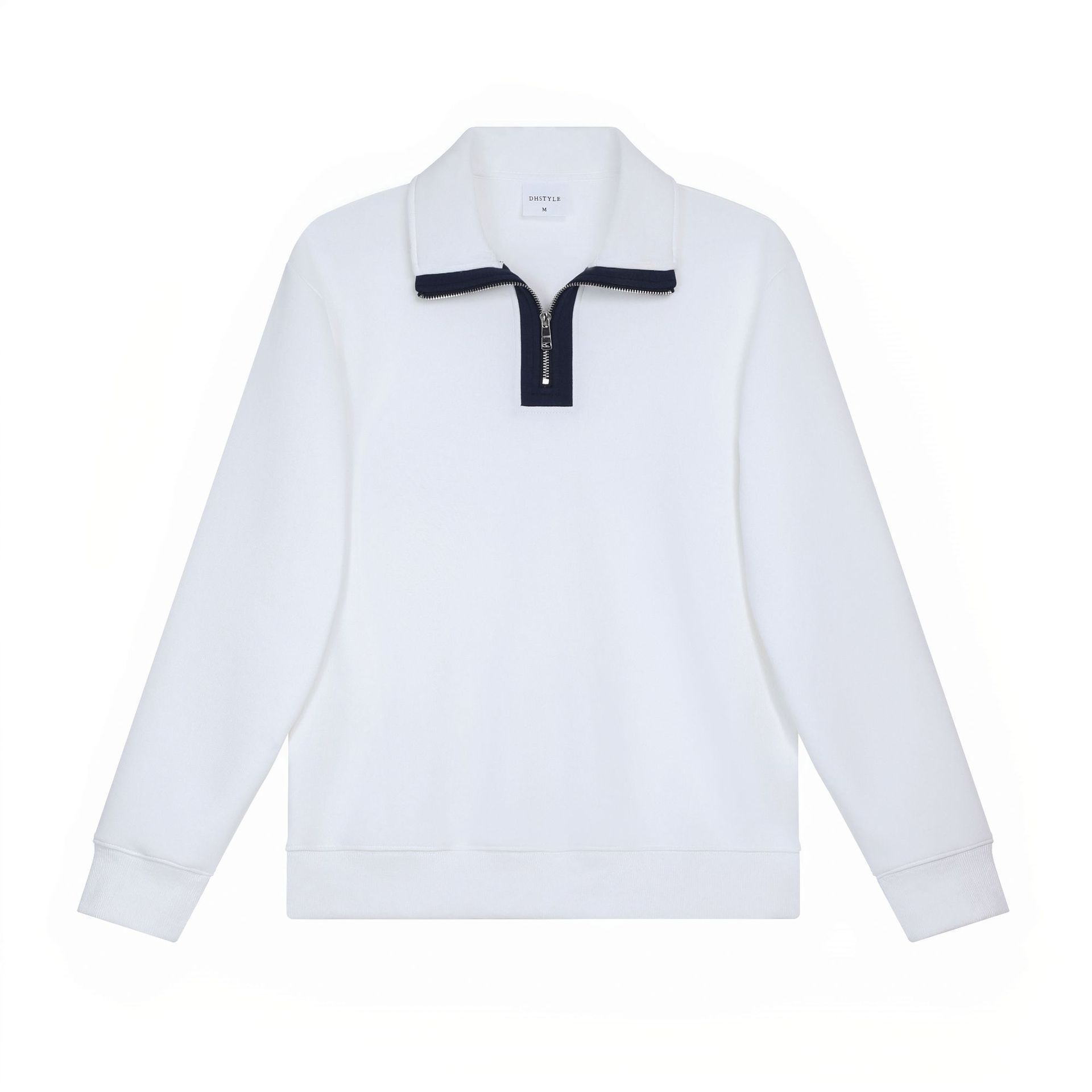 Composite Cotton Half Zipped Stand Collar Sweater.