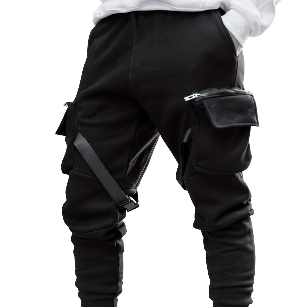 European Hip Hop Multi-pocket Ankle-tied Trousers.