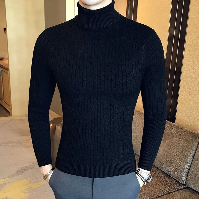 Twist Knitted Pullover Slim Fit Warm Top Solid Color.