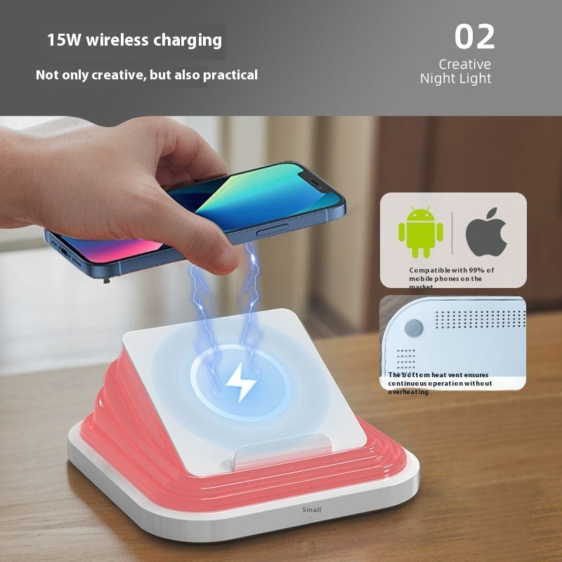 Creative Multifunctional Ambience Light Folding Mobile Phone Wireless Charging Lamp.