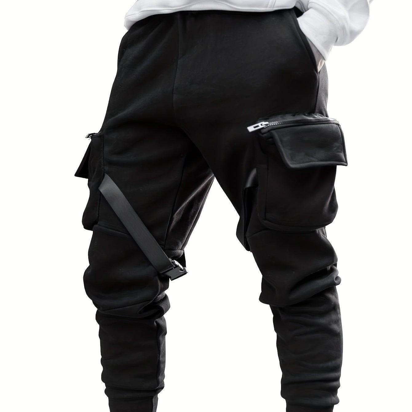 European Hip Hop Multi-pocket Ankle-tied Trousers.