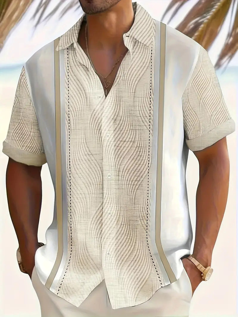 Casual All-matching Fashion Geometric Trend Short Sleeve Shirt.