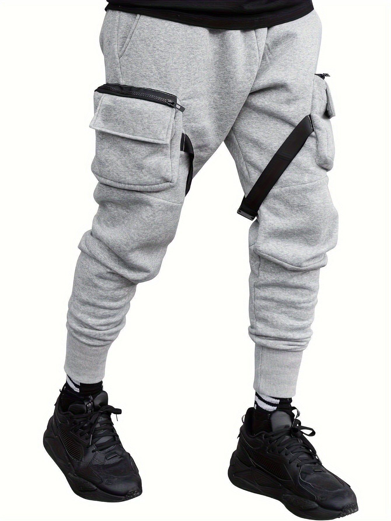 European Hip Hop Multi-pocket Ankle-tied Trousers.