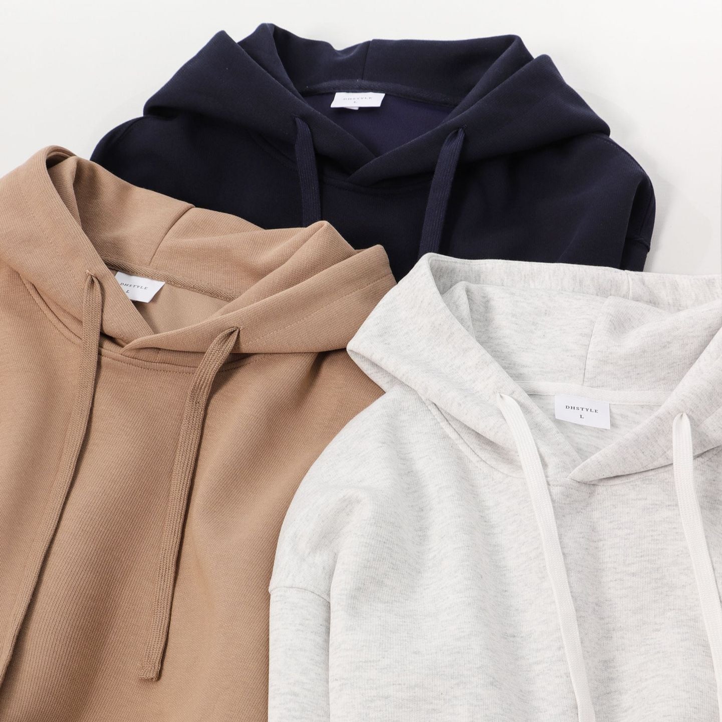 Simple Cotton Composite Drop-shoulder Hooded Sweater.