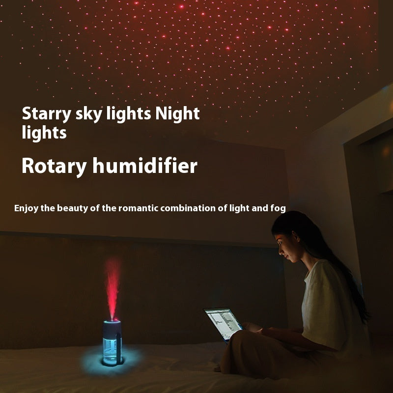 New Projection Starry Sky Top Ambient Light Humidifier Small Portable Anti-Dry Burn Car Home USB Spray Shaking Head.