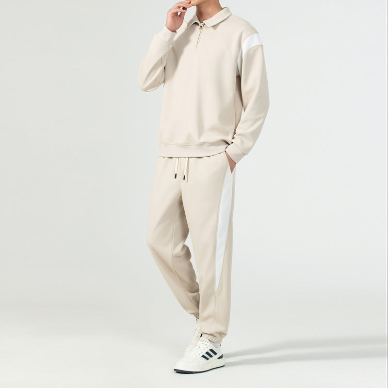 Sweater Suit Casual Top Lapel Pullover Zip-up Shirt.