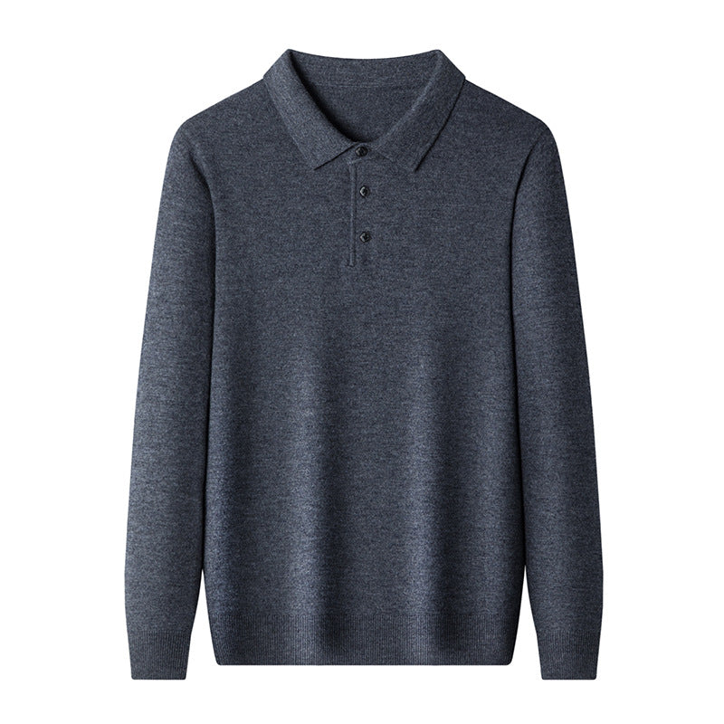 Men's Pure Wool Sweater Long Sleeve Knitting Shirt.