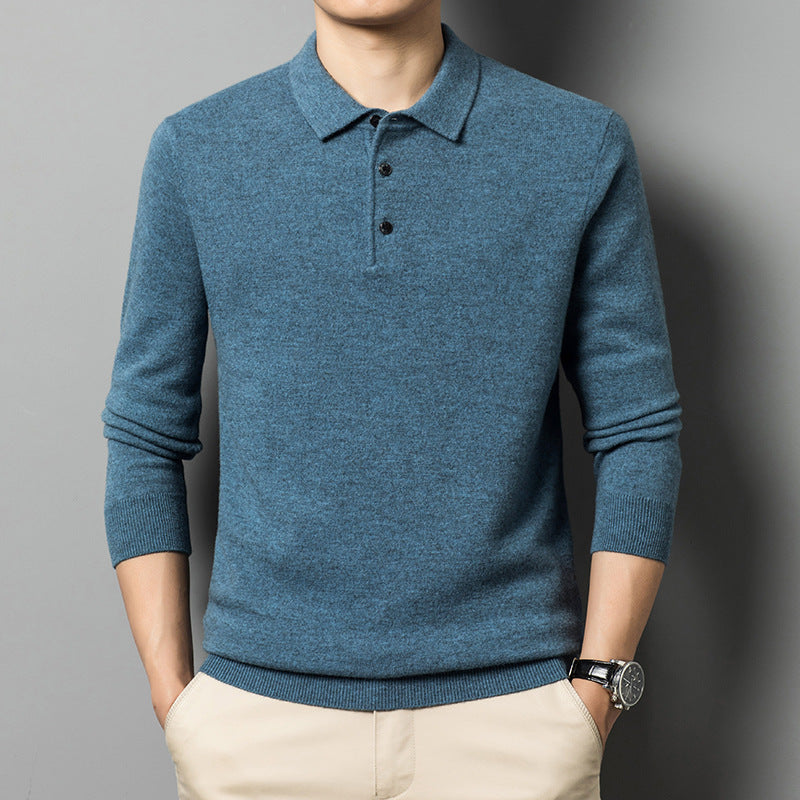 Men's Pure Wool Sweater Long Sleeve Knitting Shirt.