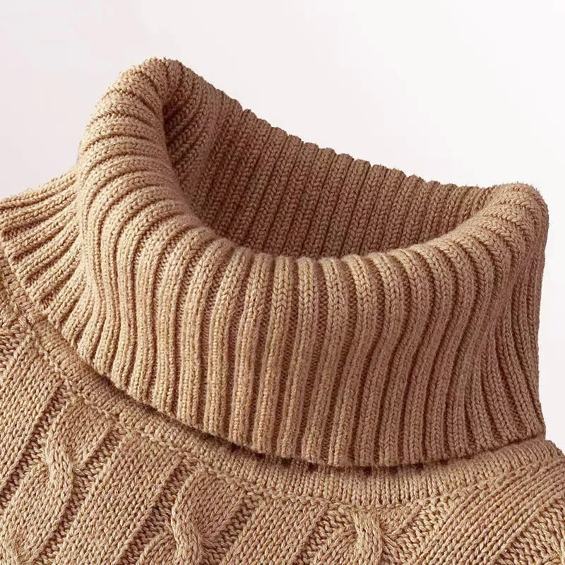 Twist Knitted Pullover Slim Fit Warm Top Solid Color.