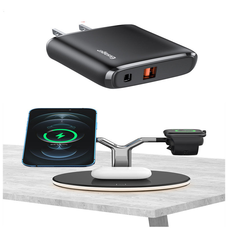 3 In 1 Magnetic Wireless Charger Stand Watch 15W Fast Charging Dock Station For Earbuds Pro.