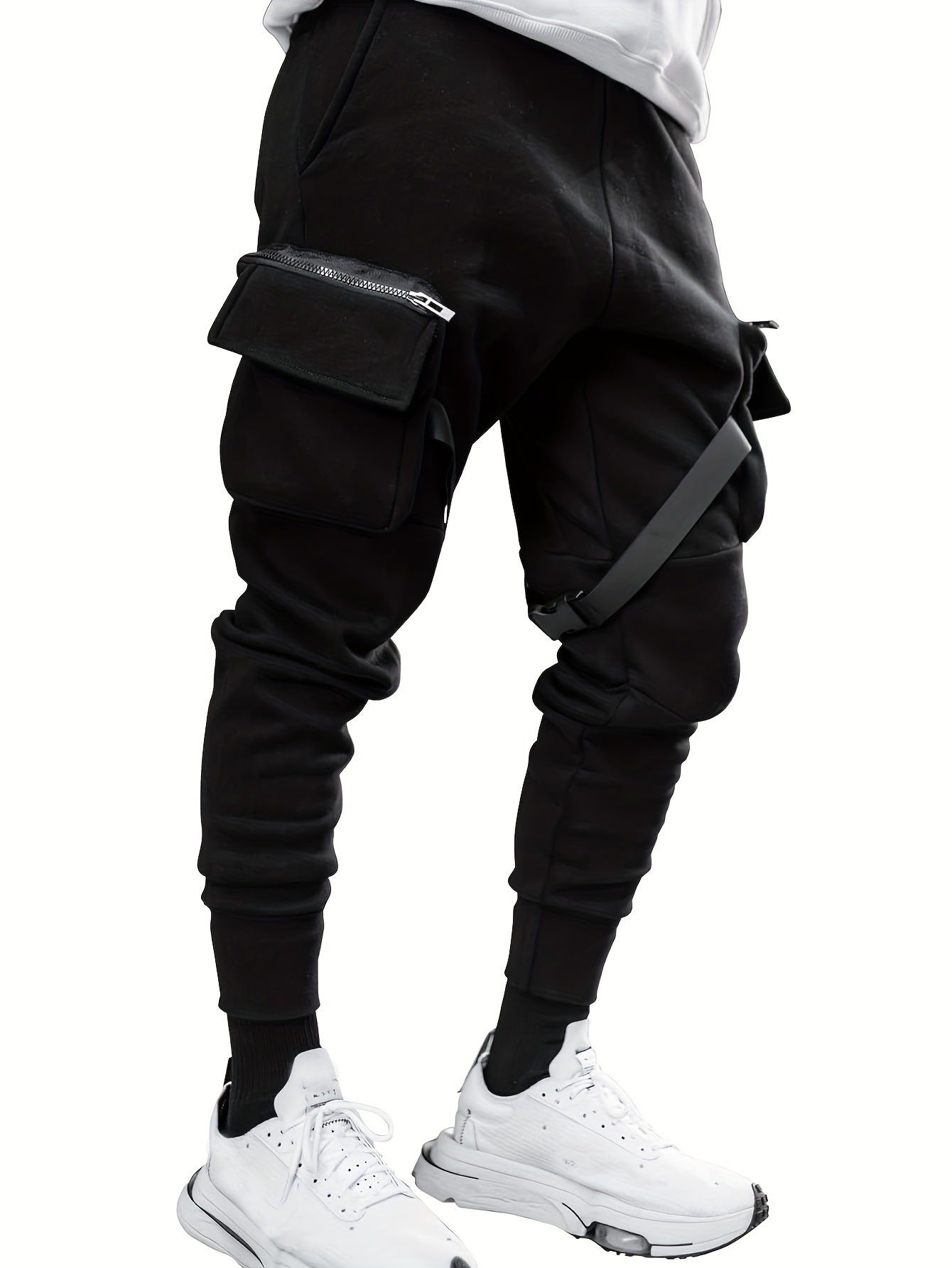 European Hip Hop Multi-pocket Ankle-tied Trousers.