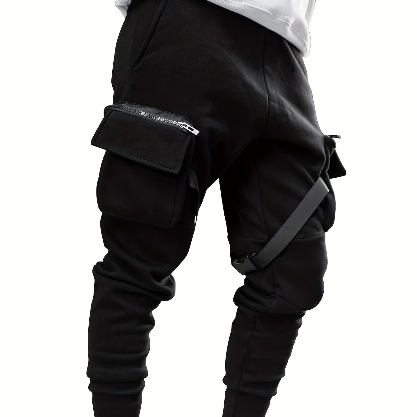 European Hip Hop Multi-pocket Ankle-tied Trousers.