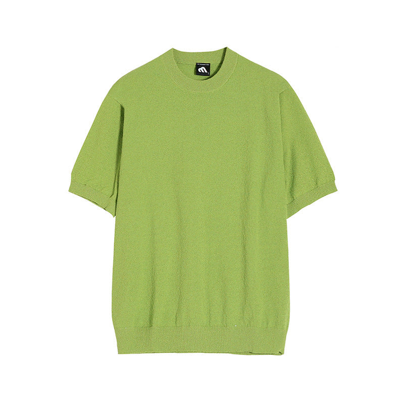 Simple Solid Color Sweater Short T Men's Summer.