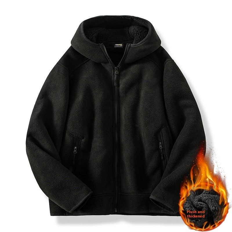 New Men's Autumn And Winter Polar Fleece Jacket Warm Jacket Cotton-padded Coat.