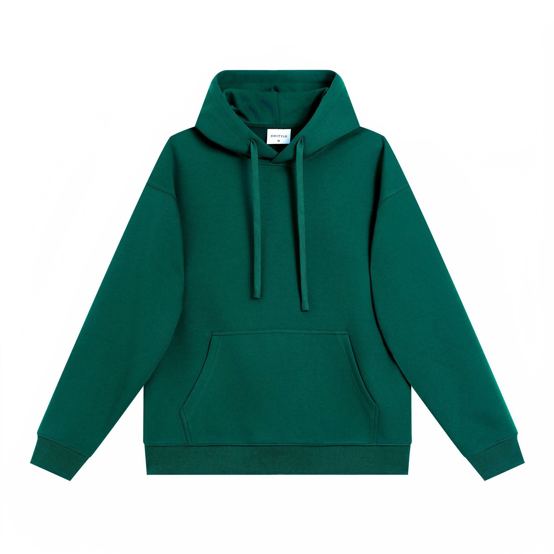 Simple Cotton Composite Drop-shoulder Hooded Sweater.