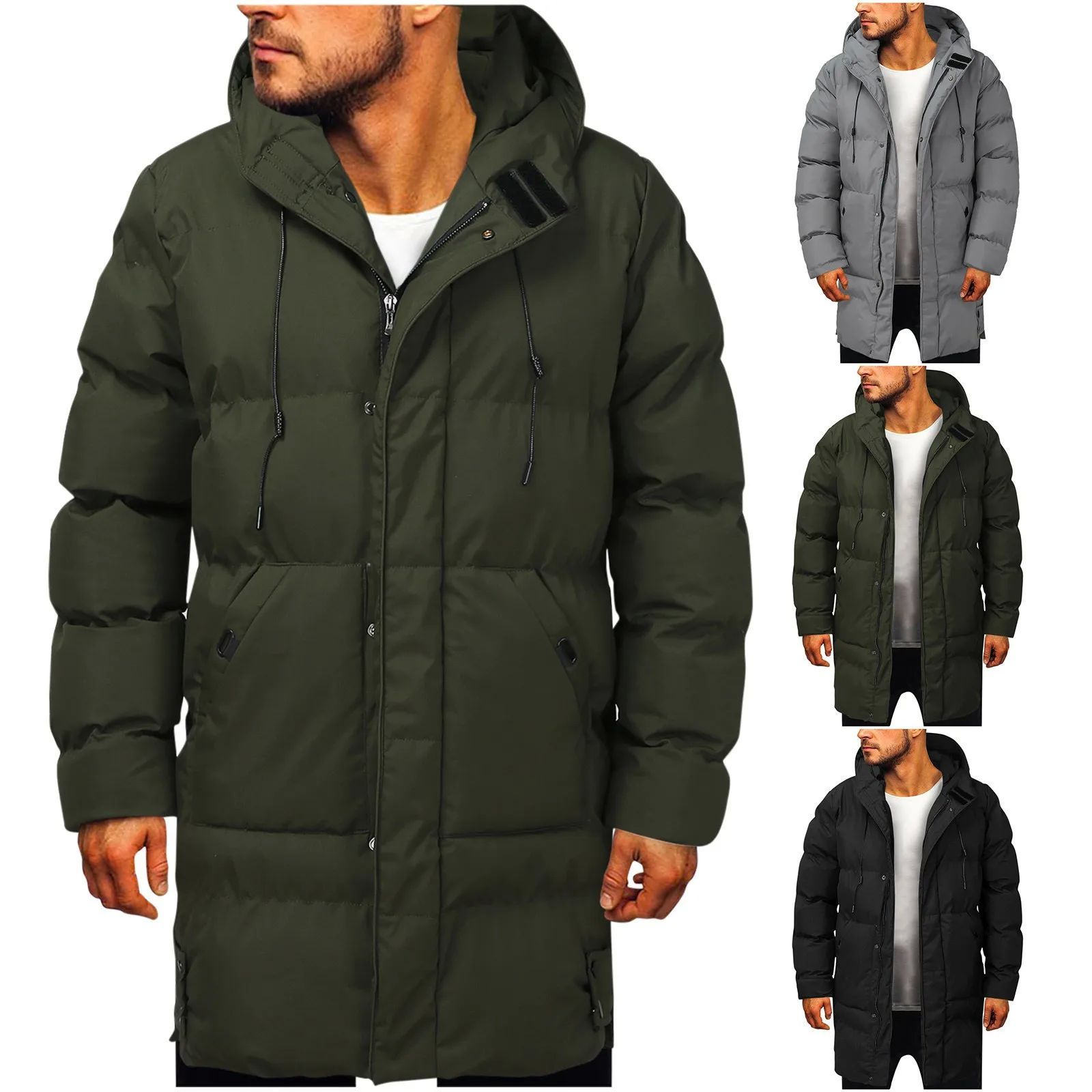 Casual Warm Hooded Long Snow Wear Jacket Coat Men Outwear.