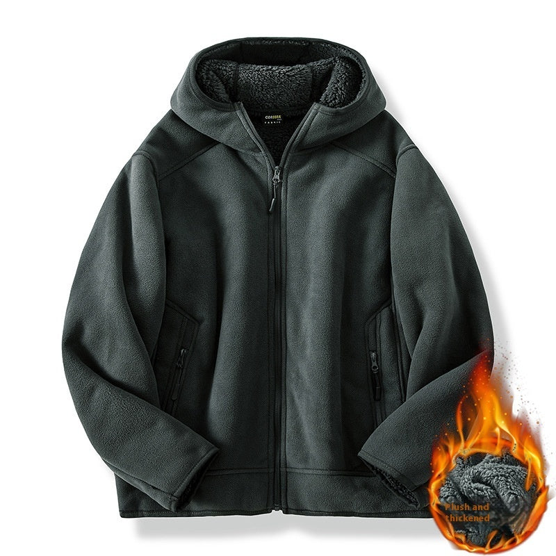 New Men's Autumn And Winter Polar Fleece Jacket Warm Jacket Cotton-padded Coat.