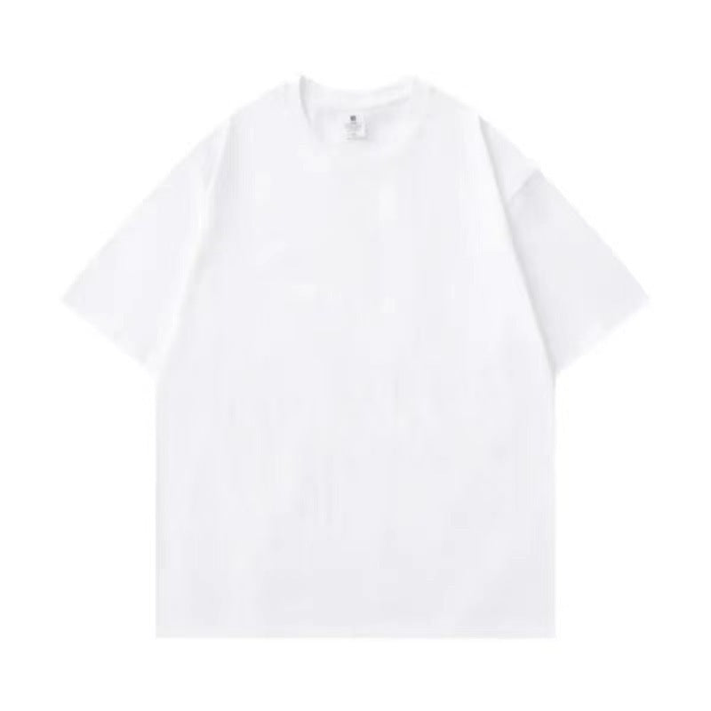 400g Heavy Cotton T-shirt Small Neckline Loose Plus Size.